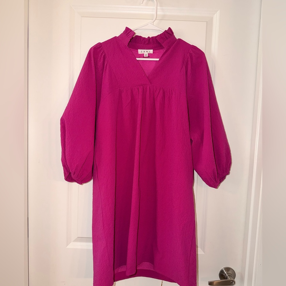 THML Fuchsia Ruffle Neck Dress - Picture 6 of 6